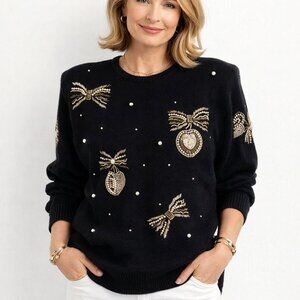 P A International VTG Retro Womens L Oversized  Holiday  Sweater Shoulder Pads